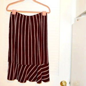 Citiknits Brown Pinstripe Flounce Skirt Size Large